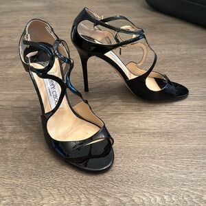 Jimmy Choo Lang 100MM Size 38.5 in Patent Leather Black